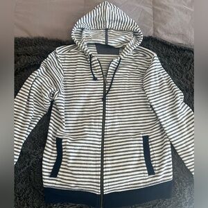 ❤️Banana Republic Navy and White Nautical Striped Hoodie, EUC